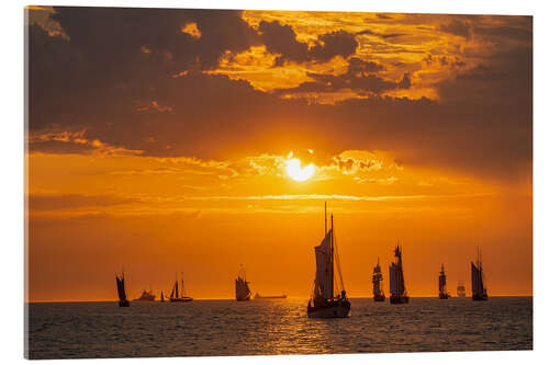 Akryylilasitaulu Sailing ships in the sunset at the Hanse Sail in Rostock