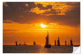 Wandsticker Segelschiffe im Sonnenuntergang auf der Hanse Sail in Rostock