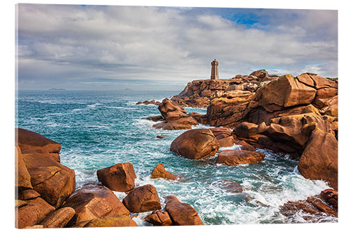 Stampa su vetro acrilico Lighthouse Phare de Mean Ruz at Ploumanac'h, France