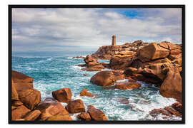 Gerahmter Kunstdruck Leuchtturm Phare de Mean Ruz bei Ploumanac'h, Frankreich