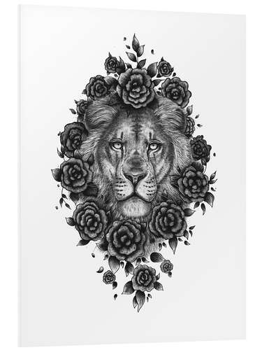 Foam board print Lion in flowers