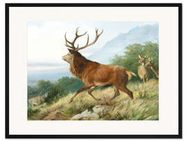 Gerahmter Kunstdruck Rotwild in der Brunft, 1888