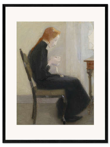 Impressão artística com moldura Girl crocheting, 1904