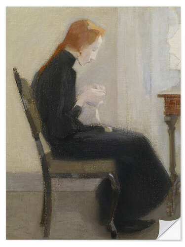 Naklejka na ścianę Girl crocheting, 1904