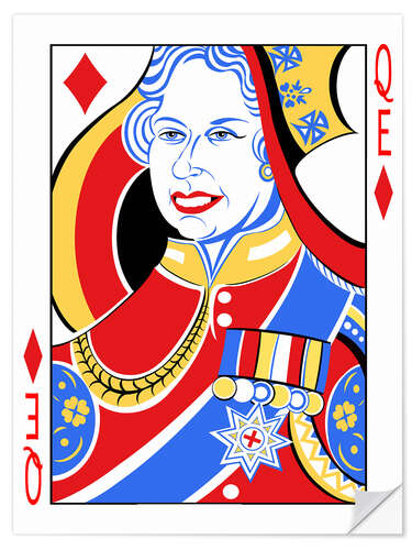 Selvklebende plakat Queen Elizabeth II