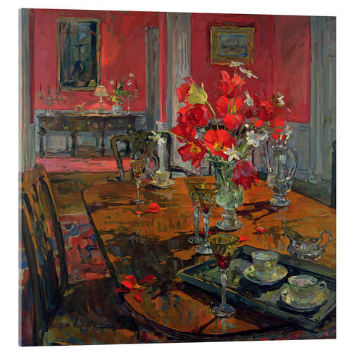 Quadro em acrílico Tulips in a Red Dining Room