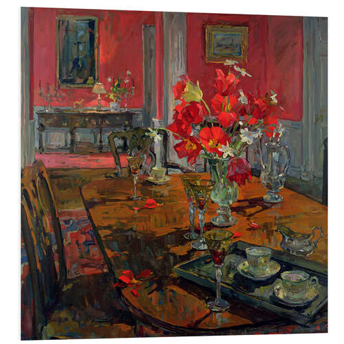 Foam board print Tulips in a Red Dining Room