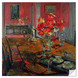 Adesivo murale Tulips in a Red Dining Room