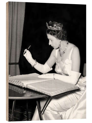 Hout print Queen Elizabeth II