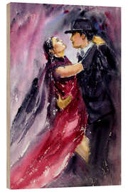 Wood print argentine tango dancers