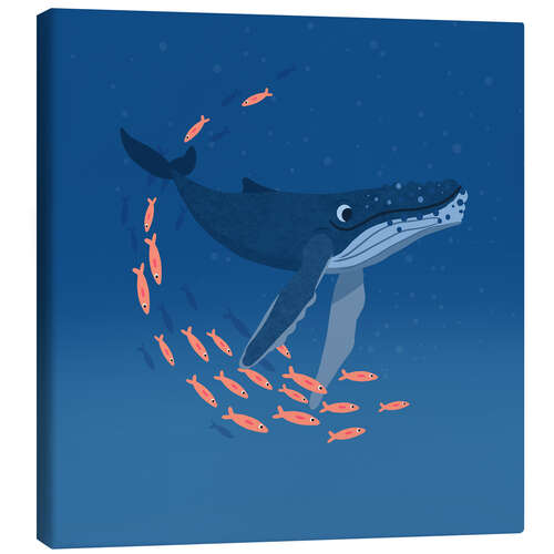 Canvas print Humpback whale with school I