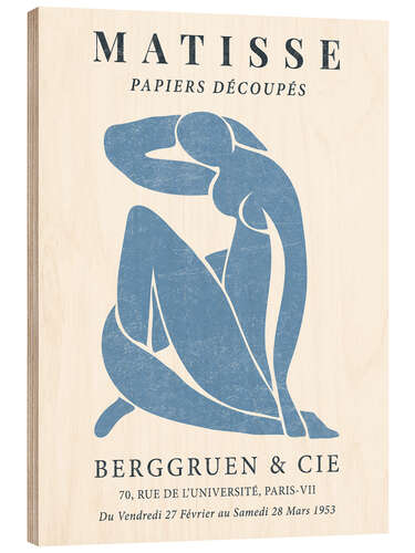 Wood print Blue Nude - Berggruen & Cie