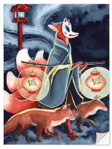 Wandsticker Kitsune
