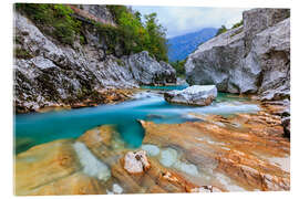 Tableau en verre acrylique The Soca river in Slovenia