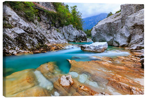 Leinwandbild Der Fluss Soca in Slowenien