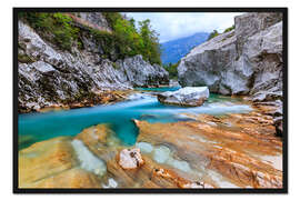 Gerahmter Kunstdruck Der Fluss Soca in Slowenien