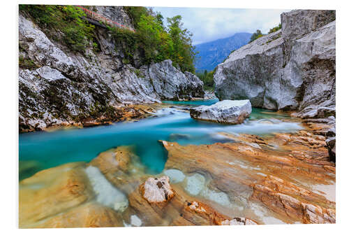 Print på skumplade The Soca river in Slovenia