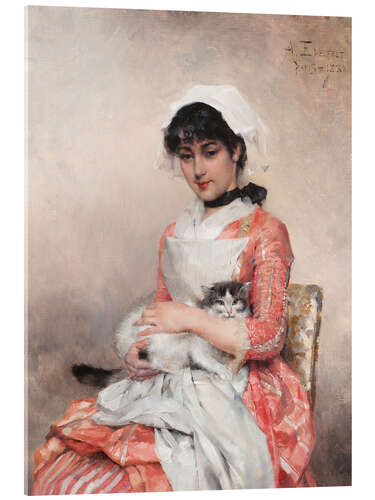 Acrylic print Girl with a Cat