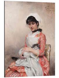 Magnettafel Frau mit einer Katze