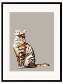 Impression artistique encadrée Cat looking up