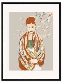 Gerahmter Kunstdruck Mädchen mit Schal
