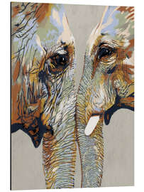 Aluminium print Familial elephant love