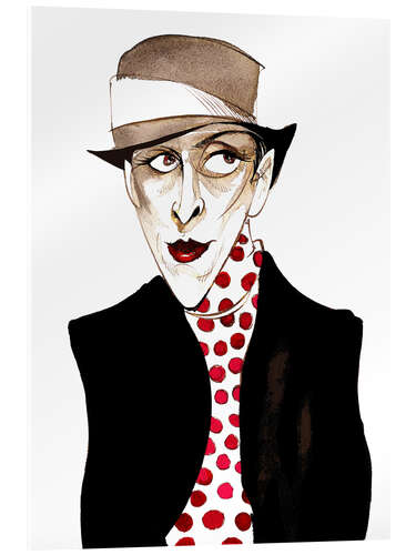 Acrylglasbild Karikatur von Djuna Barnes, Schriftstellerin und Illustratorin