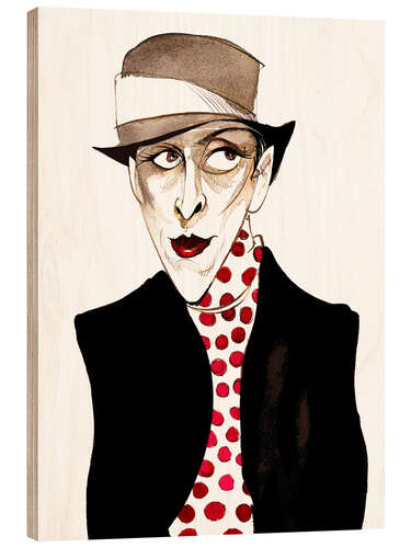 Holzbild Karikatur von Djuna Barnes, Schriftstellerin und Illustratorin