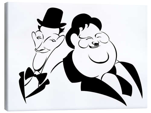 Stampa su tela Caricature of Stan Laurel and Oliver Hardy, film comedians