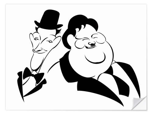 Wall sticker Caricature of Stan Laurel and Oliver Hardy, film comedians