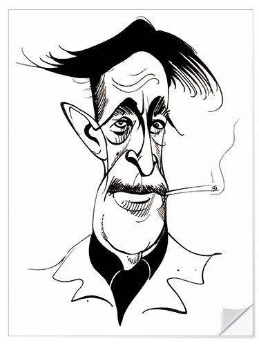 Wandsticker Karikatur von George Orwell, Schriftsteller und Journalist