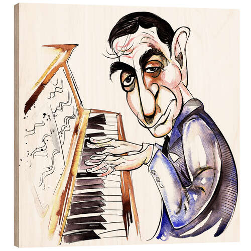 Holzbild Karikatur von Irving Berlin, Komponist