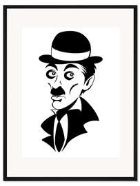 Gerahmter Kunstdruck Karikatur von Charlie Chaplin, Schauspieler und Regisseur
