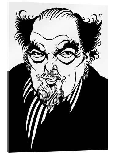 Akryylilasitaulu Caricature of Sir Peter Hall, Theatre and Film Director