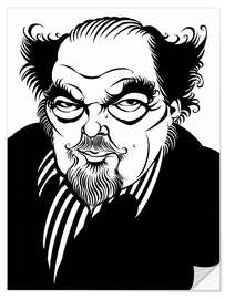 Selvklæbende plakat Caricature of Sir Peter Hall, Theatre and Film Director