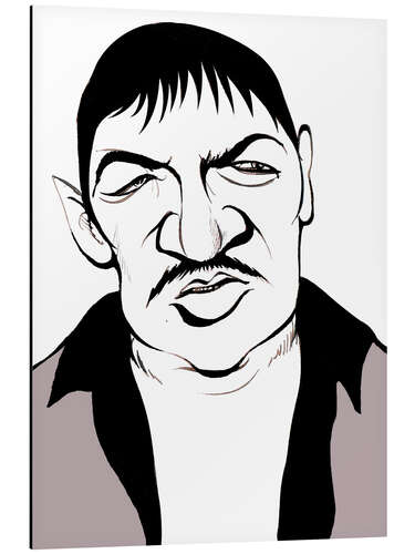 Aluminium print Caricature of Rainer Werner Fassbinder, German Film-Maker