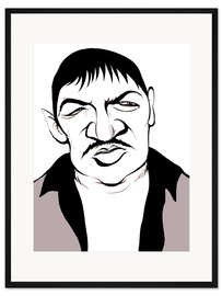 Gerahmter Kunstdruck Karikatur von Rainer Werner Fassbinder, Deutscher Regisseur