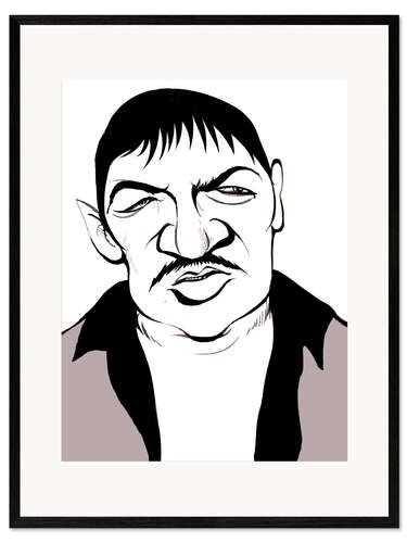 Ingelijste kunstdruk Caricature of Rainer Werner Fassbinder, German Film-Maker