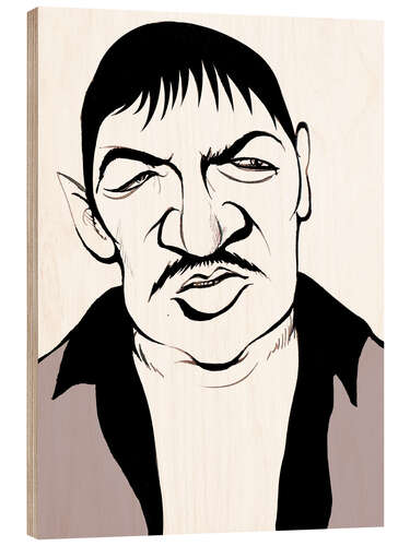 Wood print Caricature of Rainer Werner Fassbinder, German Film-Maker