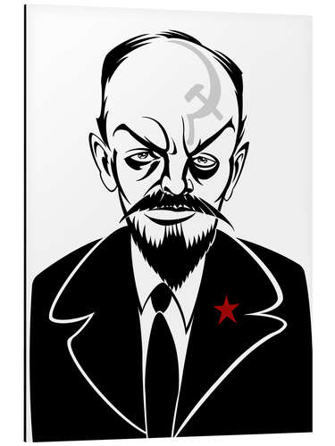 Tableau en aluminium Caricature of Wladimir Iljitsch Lenin, Politician