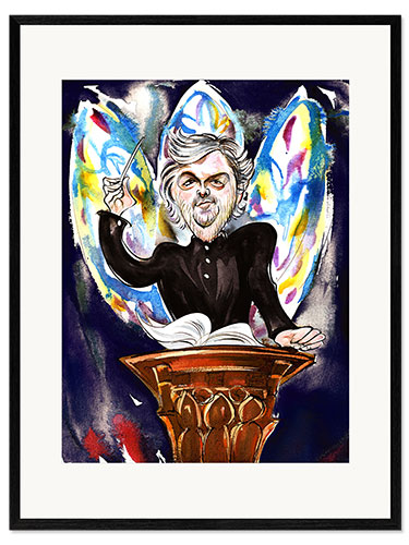 Ingelijste kunstdruk Caricature of James MacMillan, Composer and Conductor