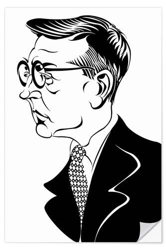 Selvklebende plakat Caricature of Dmitri Shostakovich, composer