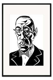 Gerahmter Kunstdruck Karikatur von Igor Strawinsky, Komponist