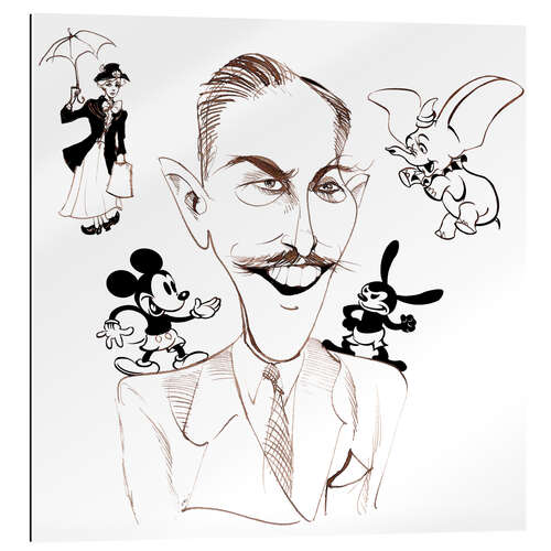 Gallery Print Karikatur von Walt Disney mit seinen Trickfilmfiguren