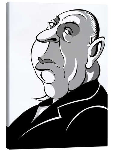 Leinwandbild Karikatur von Alfred Hitchcock, Regisseur