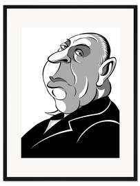 Gerahmter Kunstdruck Karikatur von Alfred Hitchcock, Regisseur