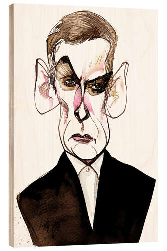 Wood print Caricature of Peter Capaldi, Actor and Director