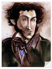 Selvklebende plakat Caricature of Alexander Pushkin, Poet and Writer