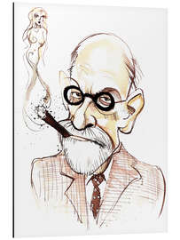 Tableau en aluminium Caricature of Sigmund Freud