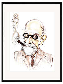 Gerahmter Kunstdruck Karikatur von Sigmund Freud